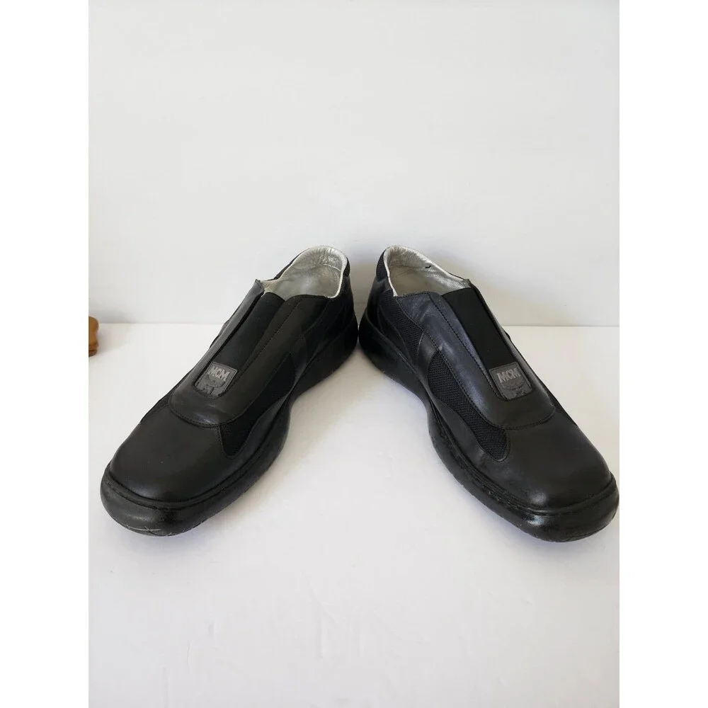 Vtg MCM Men's Black Loafers Leather Moccasins Slip On Shoes Size 10 Eur 43
